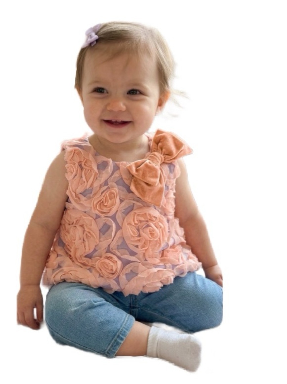 Gymboree Lavender and Peach Roses Baby Dress/Top Size 18 to 24 Months